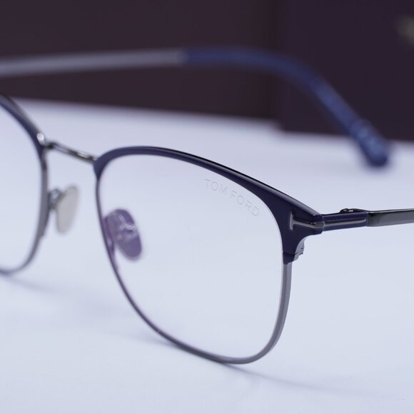 Tom Ford FT5750-B 091 Square Eyeglasses 54mm - Blue/Ruthenium/Blue Light Block - Picture 2 of 9